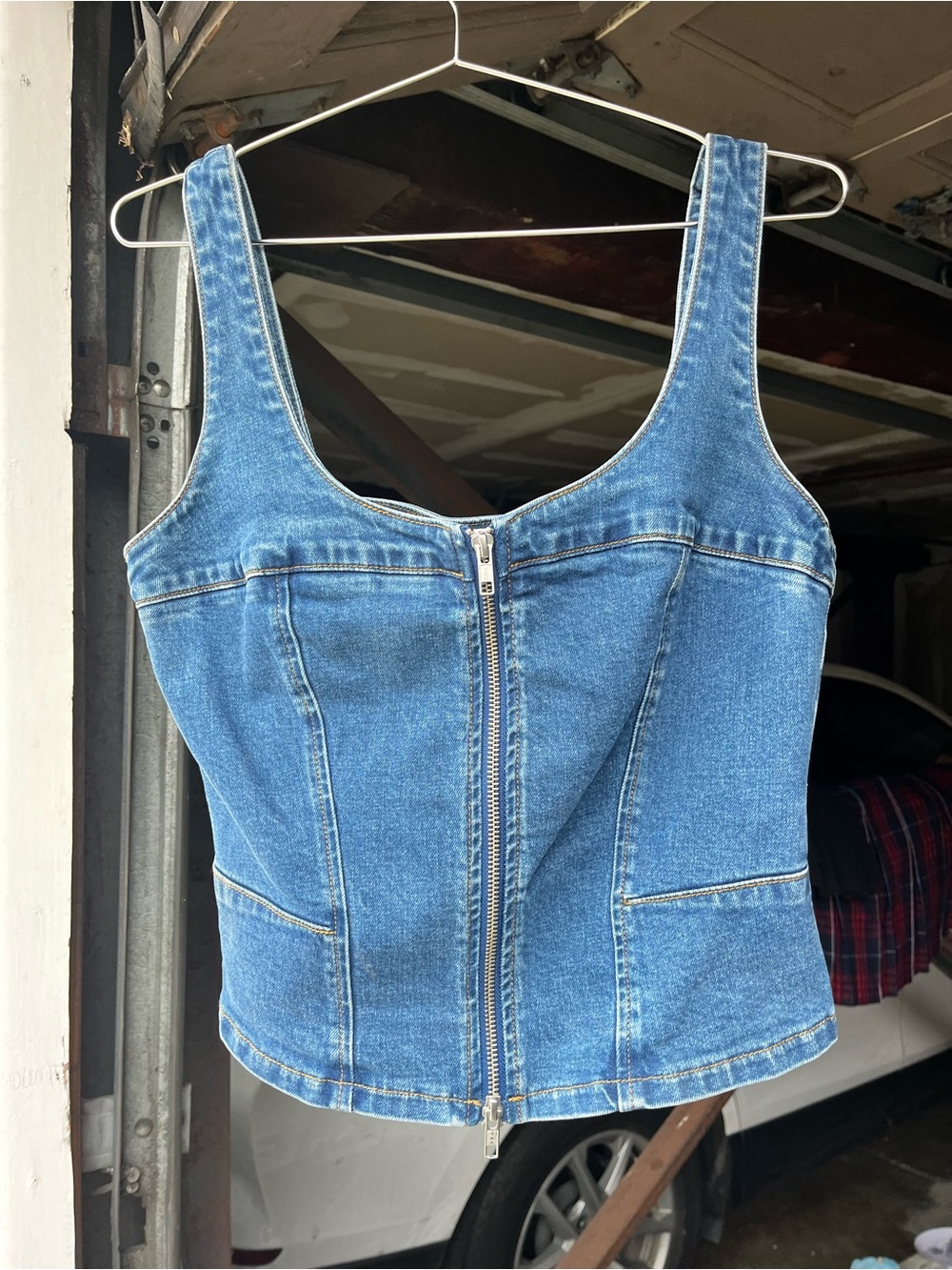 Denim Zip-Front Women’s Denim Top - Blue